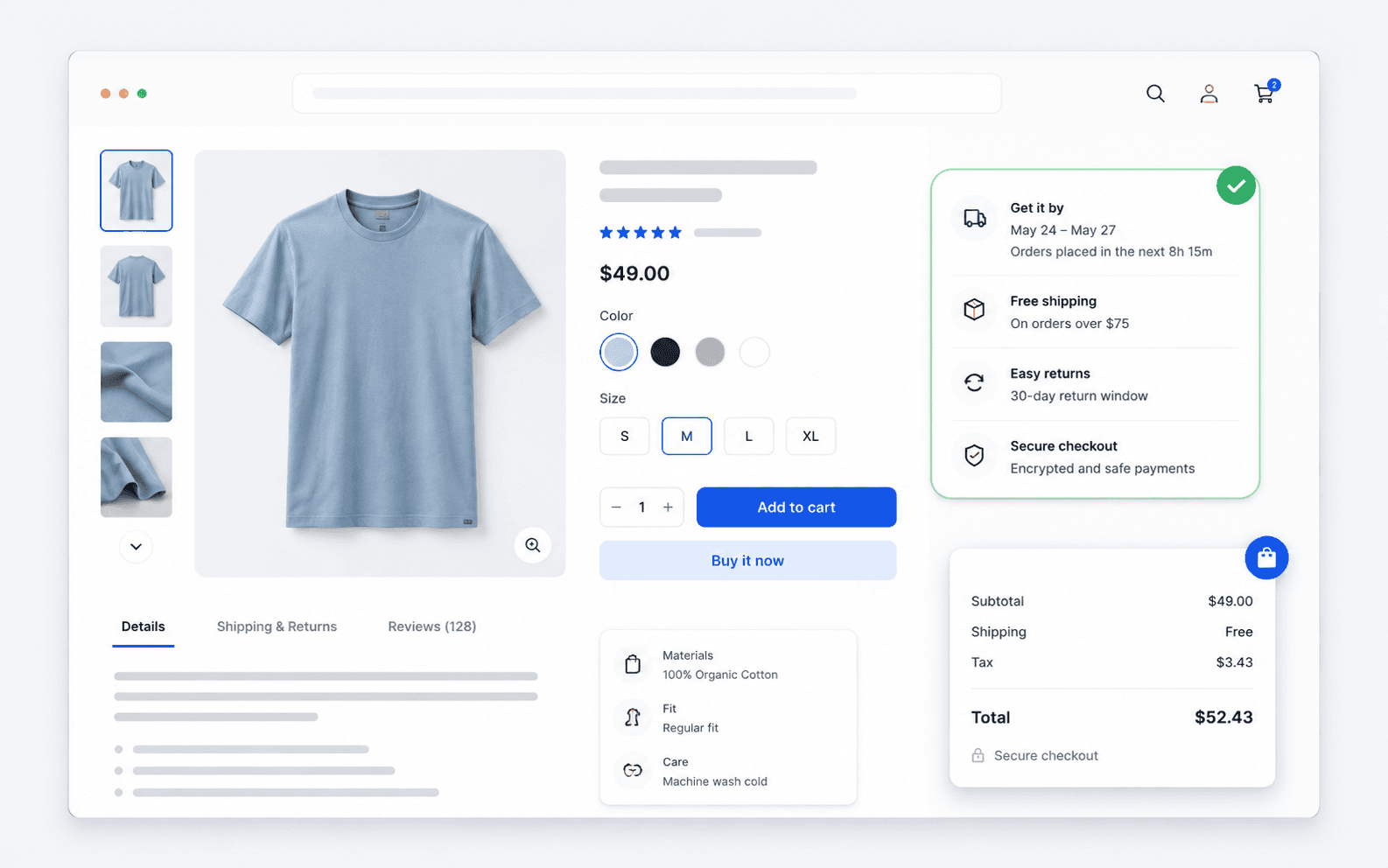Illustration for Shopify product page information order