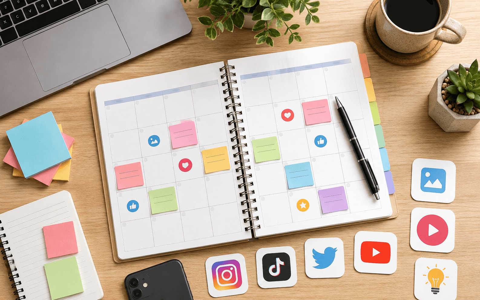 Illustration for social content calendar planning