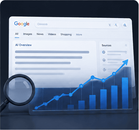 Illustration representing AI Overview rankings and citation visibility